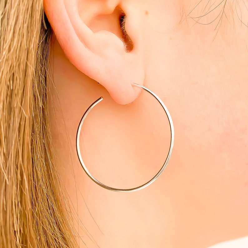 Large Silver Hoop Earrings Sterling Silver Hoops Large Etsy