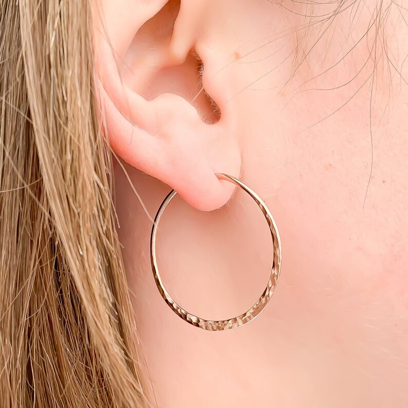 Wire Hoops Hammered Hoops Hoop Earrings Minimalist Hoop Earrings Rose Gold Earrings Rose Gold Filled Hoops Minimalist Earrings