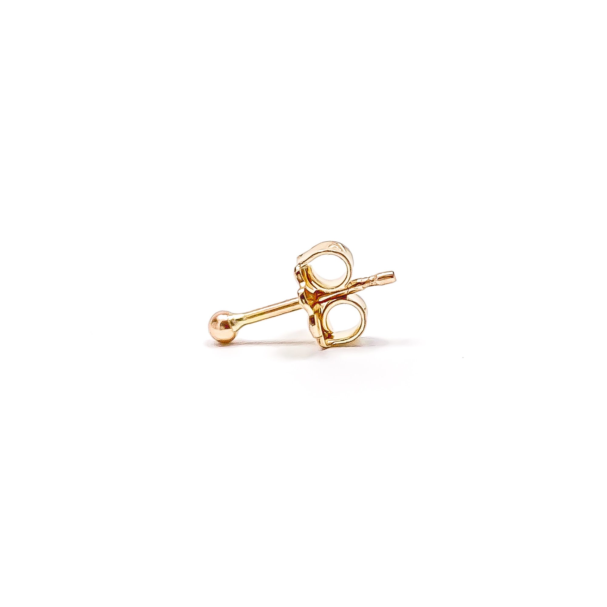 14K Solid Gold Stud Earrings, Single or Set of Tiny Dot