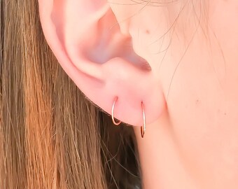 Small Rose Gold Hoop Earrings, Rose Gold Hoops, Set of 2 Hoops, 14K Rose Gold Filled, Small Hoop Earrings, Multiple Piercings