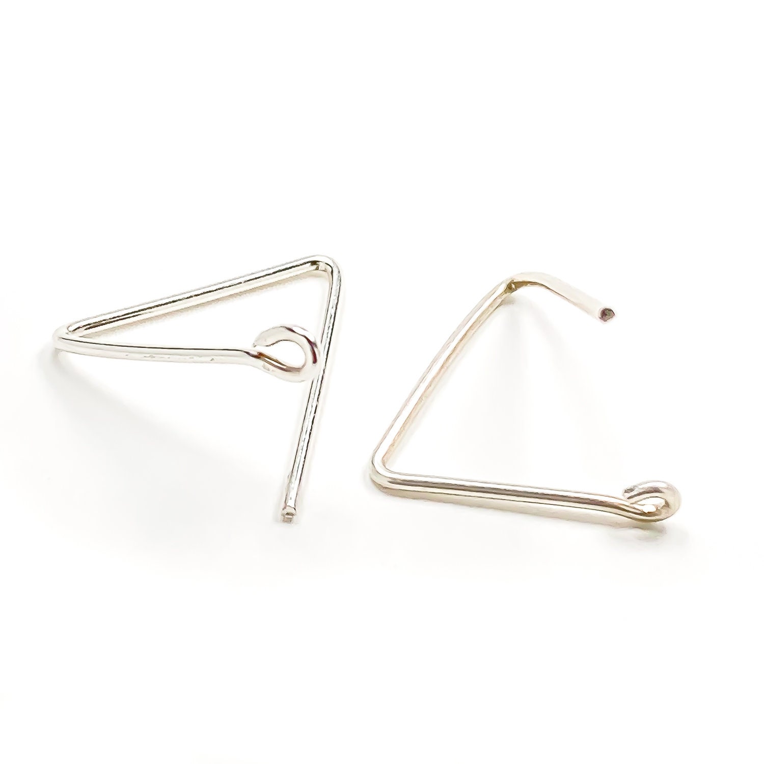 Silver Triangle Hoops, Silver Triangle Earrings, Triangle