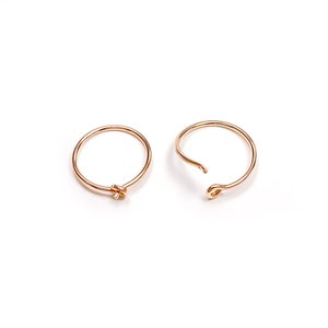 14K Rose Gold Hoop Earrings, Small Pure Gold Hoops, Tiny 14K Rose Gold Huggie Earrings image 2