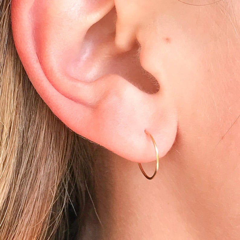 Small Gold Hoops, Tiny 14K Gold Filled Hoop Earrings, Gold Huggie Earrings image 1