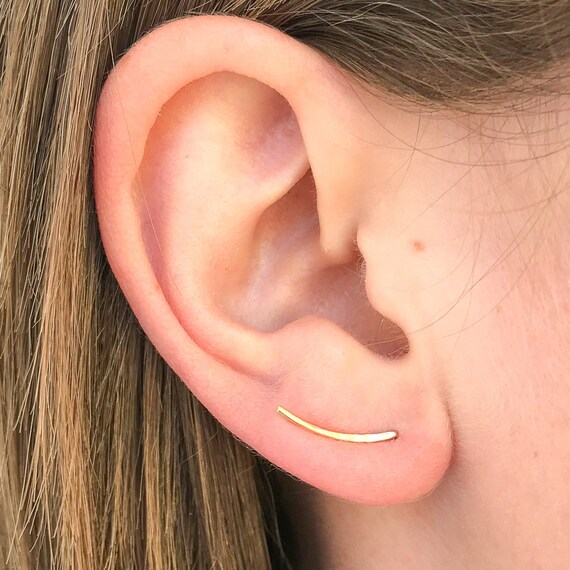 Gold Ear Climber Dainty Ear Crawler Ear Cuff Gold Filled Etsy