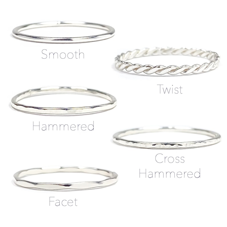 Silver Stacking Ring Set Dainty Stacking Rings Sterling Etsy