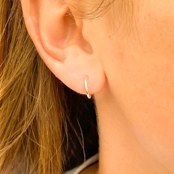 Extra Small 2mm x 16mm Round Tube Sterling Silver Hoop Earrings Extra Small 2mm x 16mm Round Tube Sterling Silver Hoop Earrings