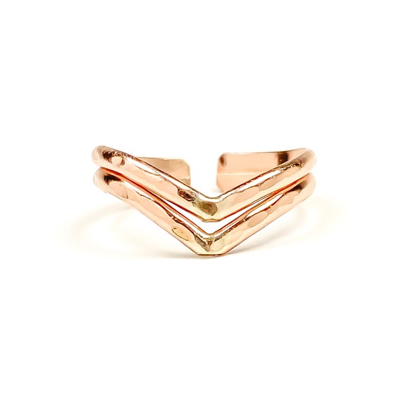Adjustable Gold Toe Rings Double Line and Chevron Toe Ring Single
