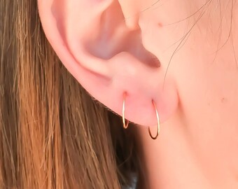 Small Gold Hoops, Gold Hoop Earrings, Set of Two Hoops, Multiple Piercings, Hoop Earrings, 14K Gold Filled earrings, Gold Hoops