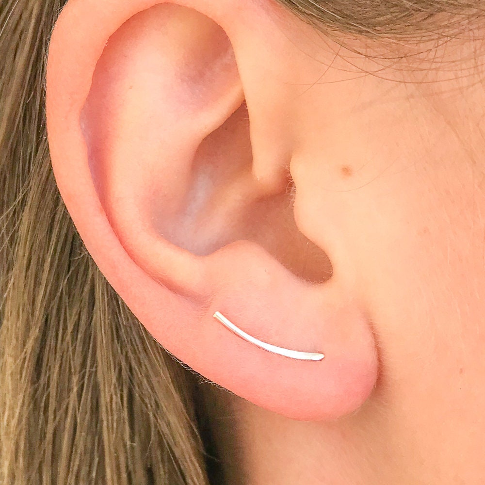 1 Paar Ohrringe Ear Crawler Ohrklemme Kletterer Ohrmanschette Silber Kristalle