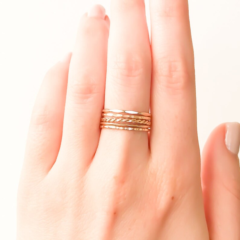 Gold Stacking Ring Set Gold Filled Stacking Rings Minimalist Etsy