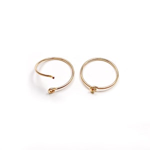 14K Gold Hoop Earrings, Small Pure Gold Hoops, Gold Huggie Earrings image 2