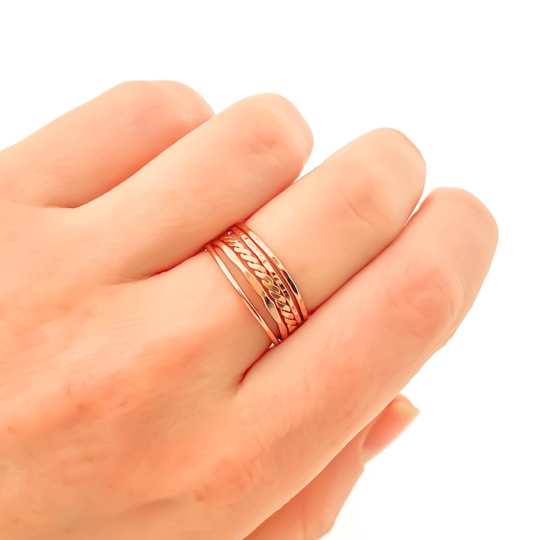 Rose Gold Stacking Rings, 14K Rose Gold Filled Rings for Women