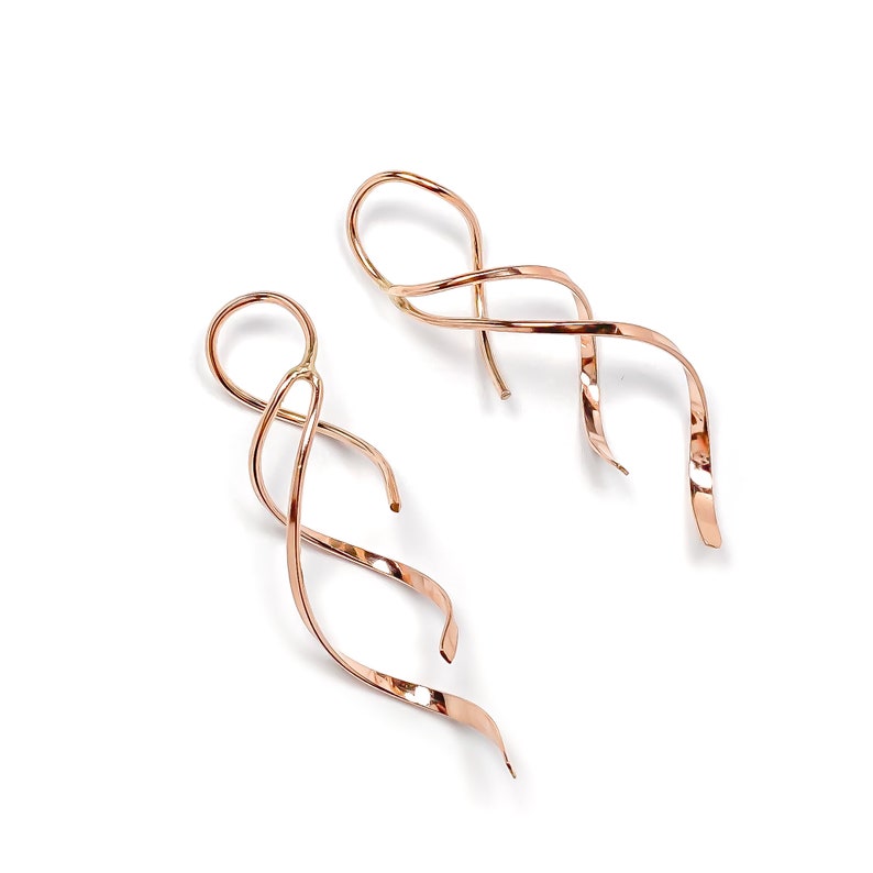 Rose Gold Threader Earrings Rose Gold Earrings Rose Gold Etsy