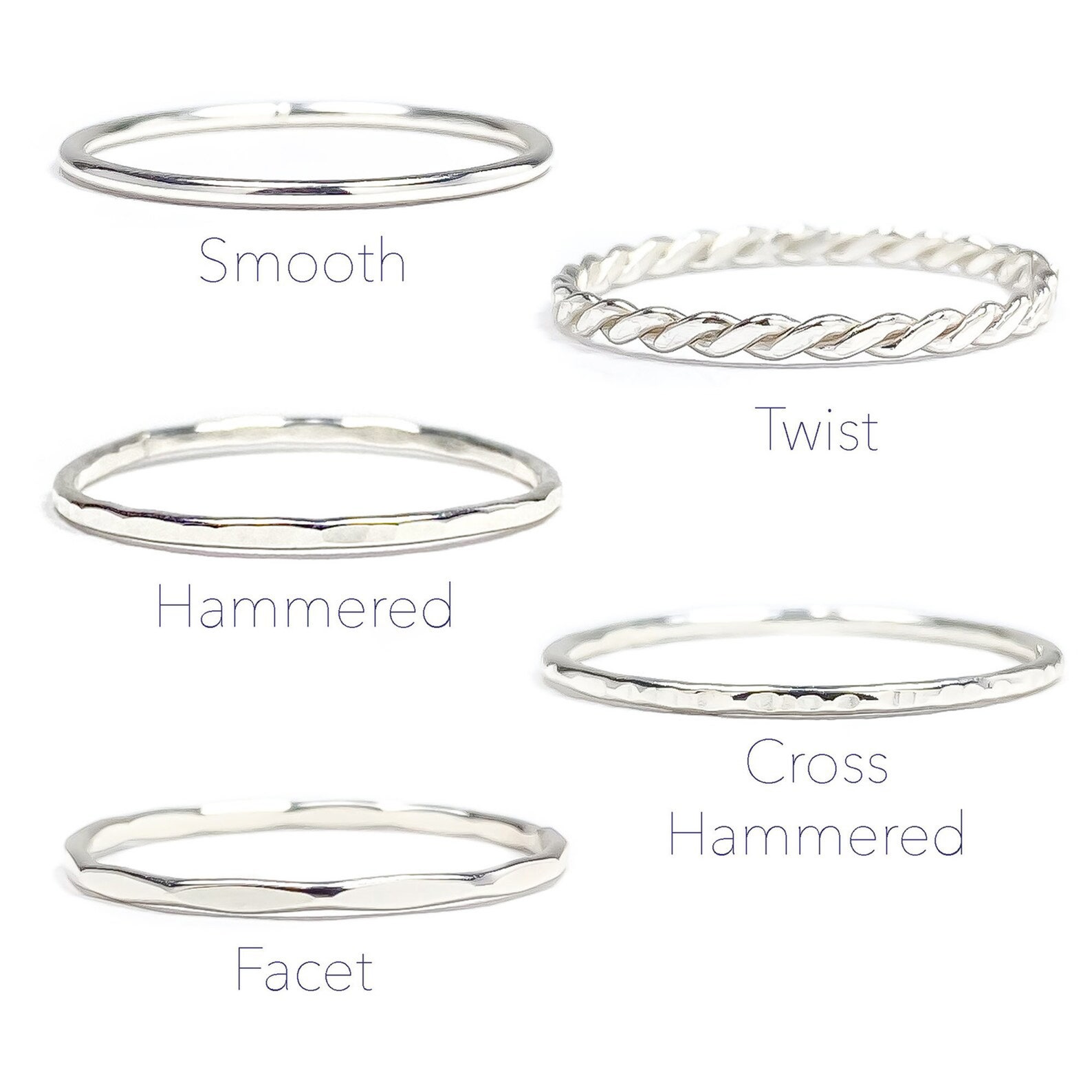 Silver Stacking Rings Sterling Silver Stackable Rings - Etsy