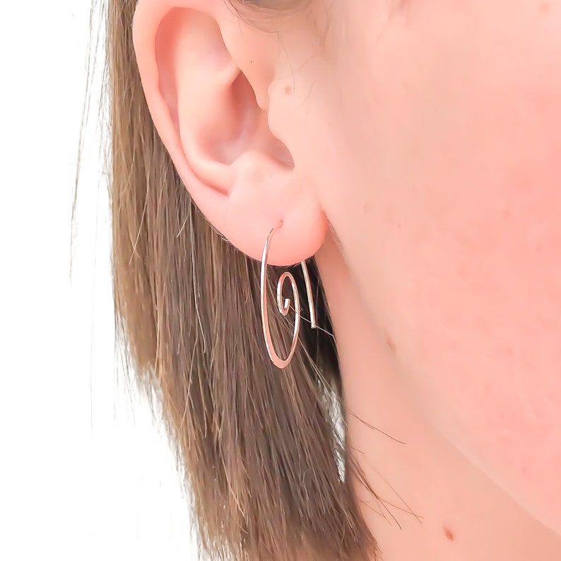 Sterling Silver Earrings Minimalist Earrings Silver Hoop Earrings Hammered Hoop Earrings Thick Spiral Earrings Spiral Hoop Earrings