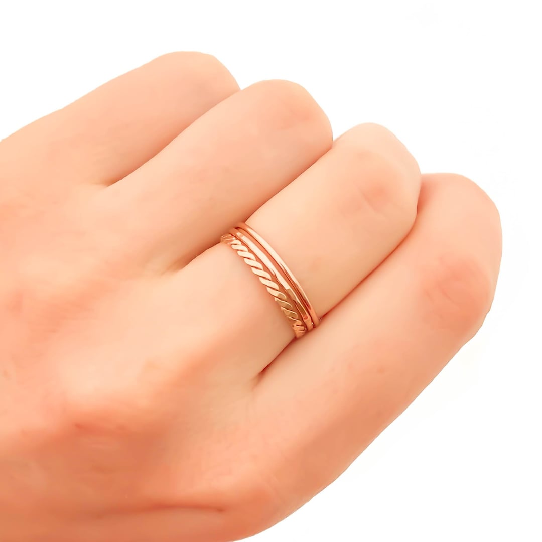 Rose Gold Stacking Ring Set, 14K Rose Gold Filled Stacking Rings, Stacking Ring Etsy