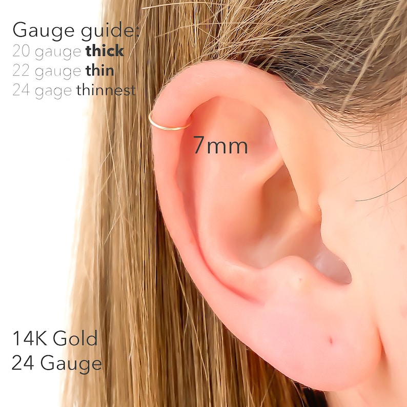 Thick gold cartilage hoop Clearance