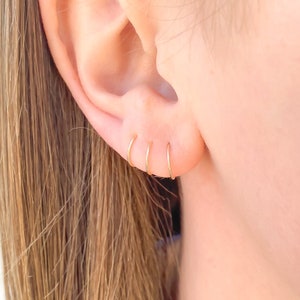 Gold Huggie Hoop Earrings, 14K Gold Filled Hoop Earrings, Single or Pairs of Small Hoop Earrings 6mm 7mm 8mm 9mm 10mm, 24ga 22ga or 20 gauge image 6