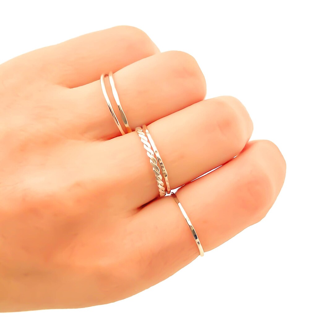 Stacking Ring Set, Silver Stacking Rings, Thin Stackable Rings Etsy