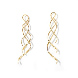 Long Gold Filled Spiral Earrings, Dangle and Drop Earrings, Gold Earrings Dangle, 14K Gold Filled Drop Earrings, Gold Dangly Earrings image 9