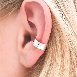 Hammered Ear Cuff, Sterling Silver Ear Cuff, No Pierce Earrings, Conch Earrings, Non Pierce Ear Cuff, Silver Ear Wrap image 2