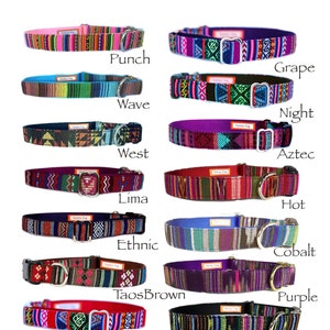 Artisan Embroidered Dog Collar: Tribal Aztec Fabric on Nylon