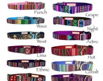 Artisan Embroidered Dog Collar: Tribal Aztec Fabric on Nylon