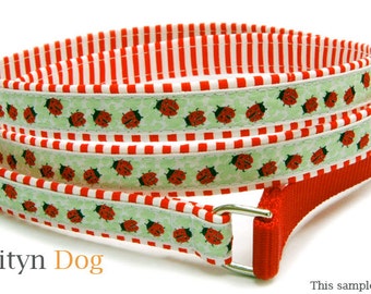 Ladybug dog leash Red girly cute pet leash Ribbon dog leash Designer dog leash ( Matching dog collar and dog harness are available)