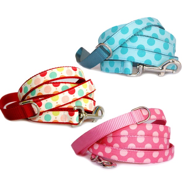 Laisse de chien mignonne Polka dots laisse d’animal de compagnie Laisse de chien rose Laisse de chien rouge Laisse de chien turquoise Laisse de chien fille chien garçon de chien harnais de collier de chien sont disponibles