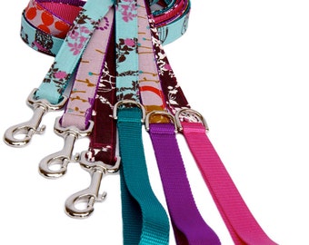 Dog leash Pink purple lavender turquoise pet leash Birdcage floral fairly tale romantic fabric dog lead for puppies small dogs to large dogs