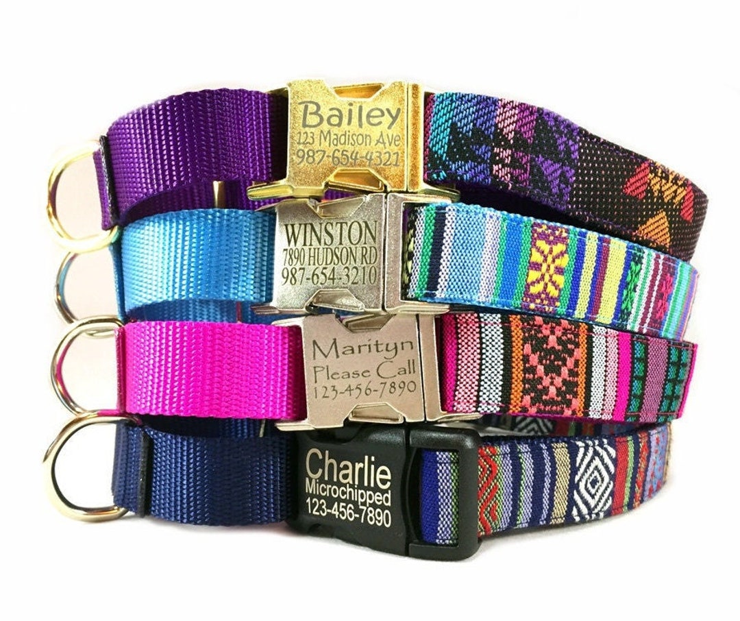 Martingale Dog Collar Custom Name Personalized Laser Engraved Etsy