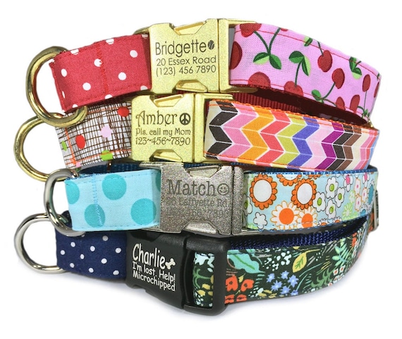 Martingale Dog Collar Personalized Laser Engraved ID Buckle Cherry