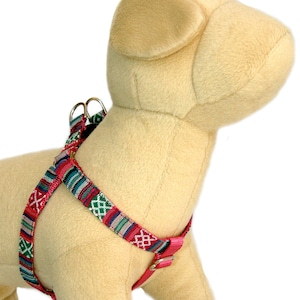 Pink dog harness Southwest Navajo Mexico Aztec Tribal Ethnic step in dog harness Cute girl dog harness  Christmas holiday gift for dogs
