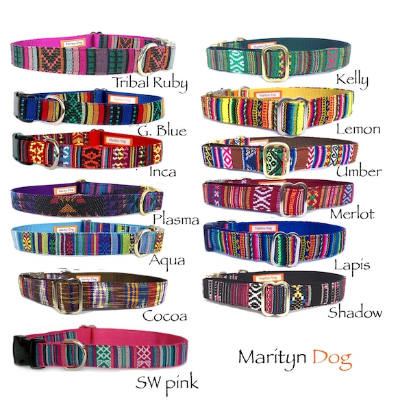 Embroidery style dog Narrow to wide dog collar for small dogs to large dogs Aztec Navajo Southwestern Tribal Boho dog collar girl boy dogs