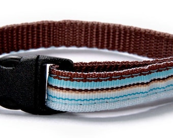 Toy small dog collar blue stripe dog collar boy dog collar male dog collar toy dog collar puppy collar X'mas holiday gift for dog lover