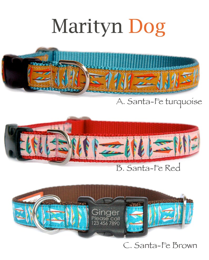 Personalized Dog Collar Laser Engraved Dog Tag Buckle Boho Etsy