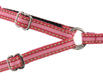 Pink Stripe Dog Harness: Lightweight Step-In for Toy Breeds