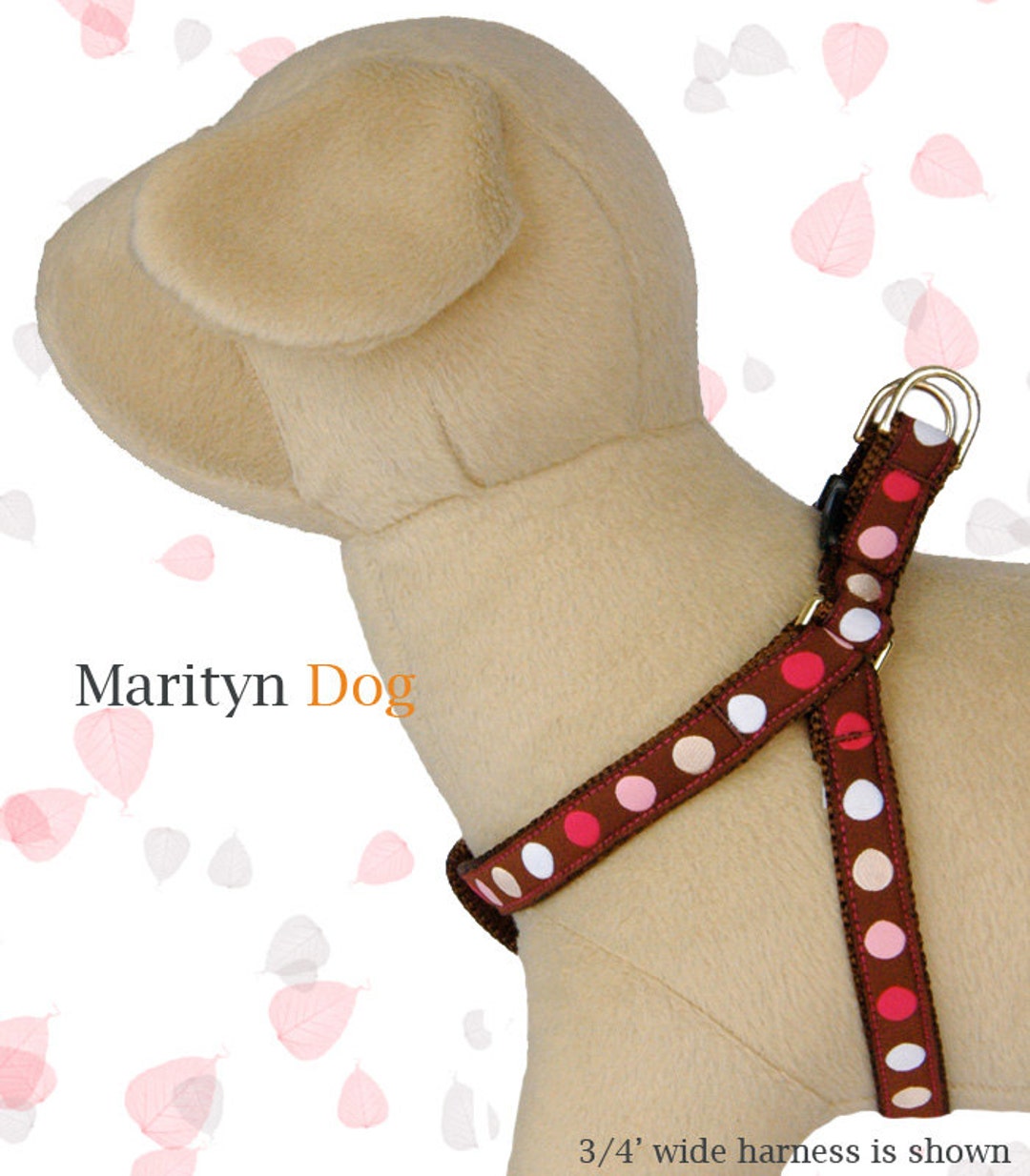 Pink Cute Girl Dog Harness Polka Dots Step in Pet Harness Etsy
