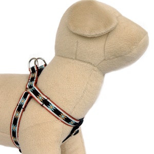 Dog harness dog leash Designer dog harness Southwest Tribal Aztec ribbon pet harness Boy dog harness small dog large dog step in harness