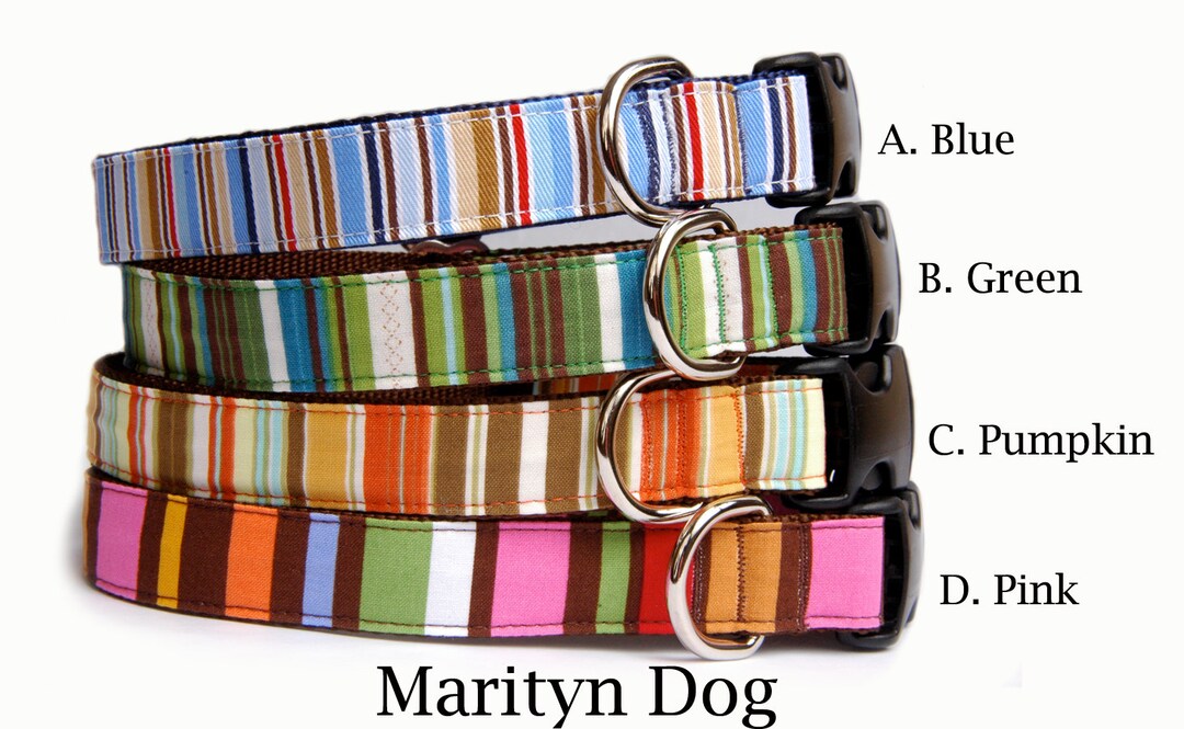 Dog Collar Stripe Dog Collar Blue Green Boy Dog Collar Girl Dog Collar