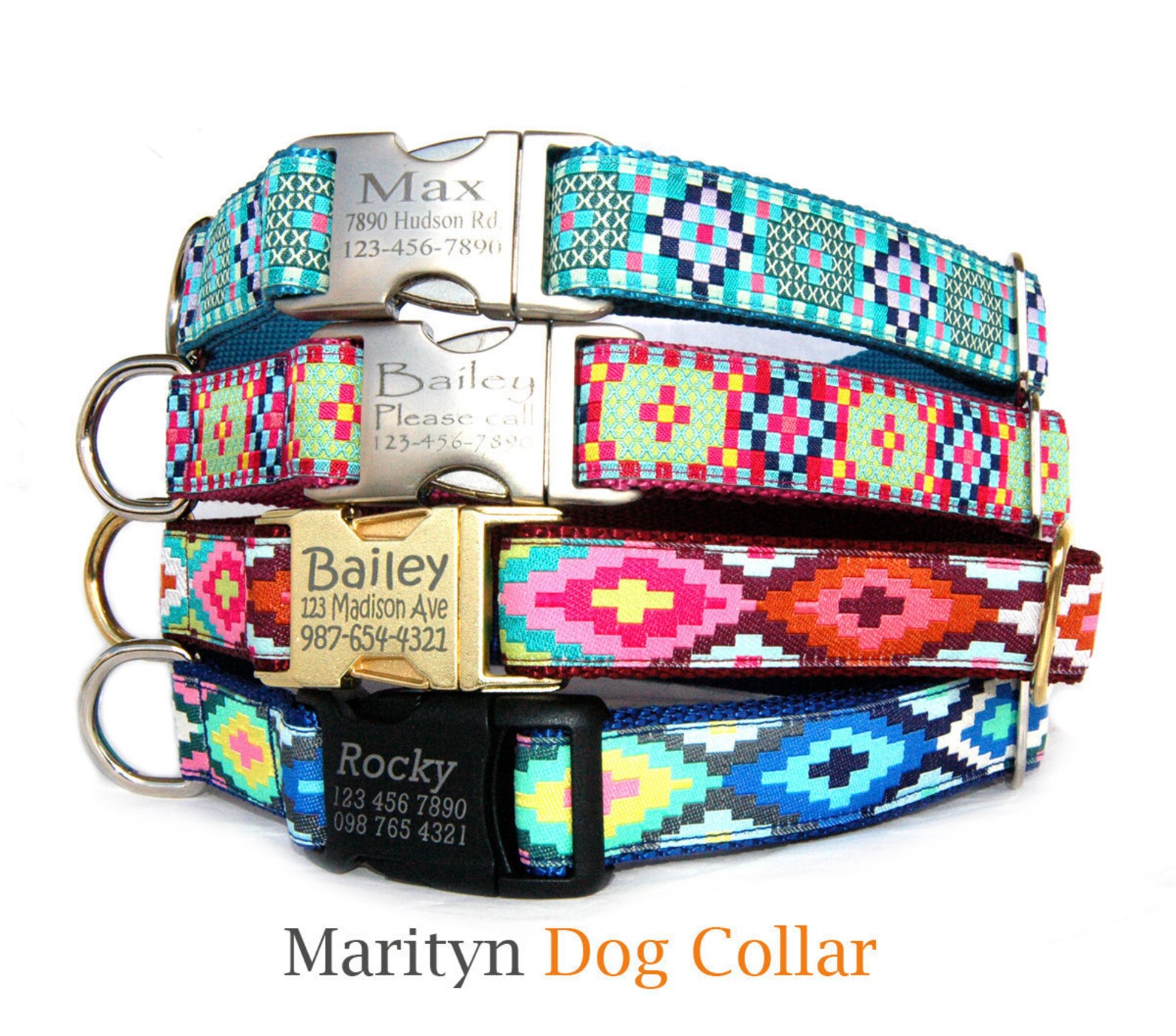 Personalized Dog Collar Laser Engraved Metal Buckle Dog Collar Etsy