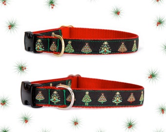 Christmas dog collar X'mas tree red green ribbon cute pet collar for small dogs large dogs Holiday gift dog collar for pet lovers