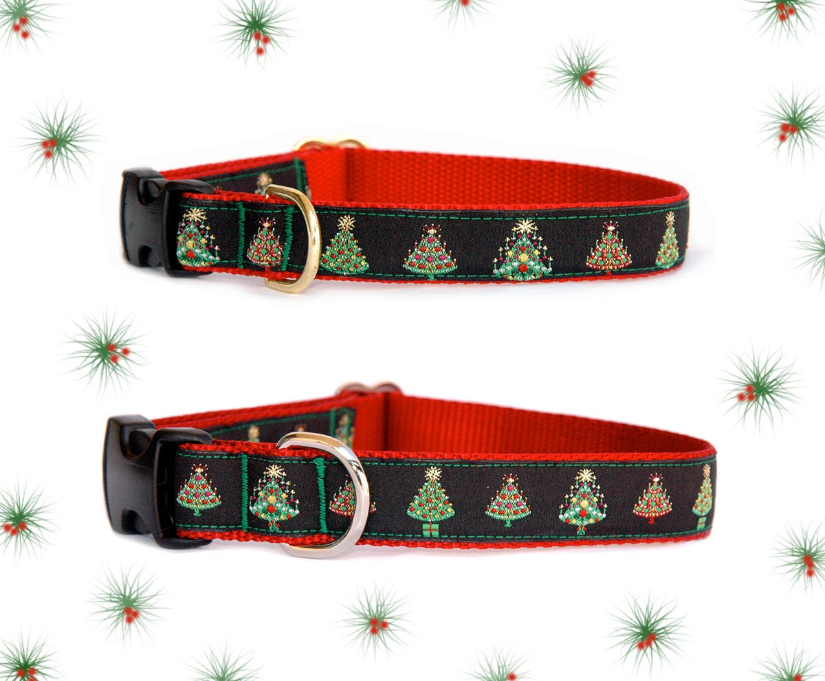 Christmas dog collar X'mas tree red green ribbon cute pet Etsy