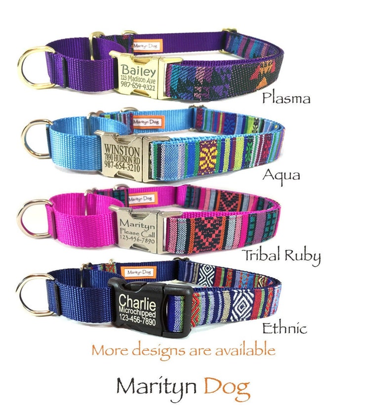 Martingale Dog Collar Custom Name Personalized Laser Engraved Etsy