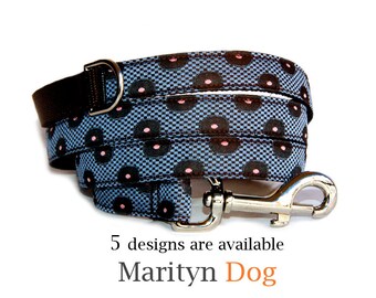 Dog leash Menwear inspired jacquard fabric dog leash Blue green balck white red boy dog leash  Marching dog collar dog harness are available