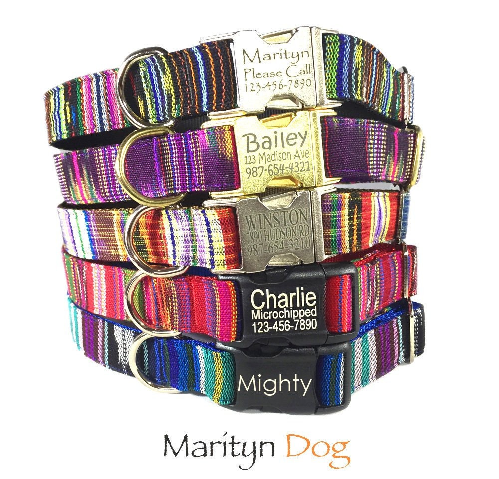 Collier Pour Chien Ikat Personnalisé Laser Gravé en Métal Plastique Pet Id Tag Boucle Noir Violet Ma
