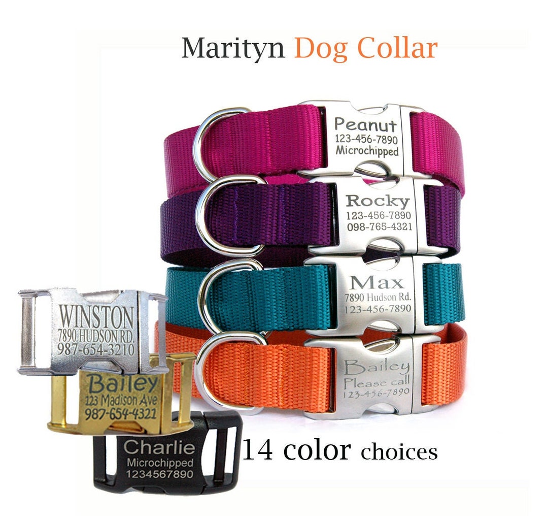  Personalized Dog Collars with Metal Buckle - Custom Pet Name  Tags for Small Medium Large Boys and Girls Breeds : Pet Supplies