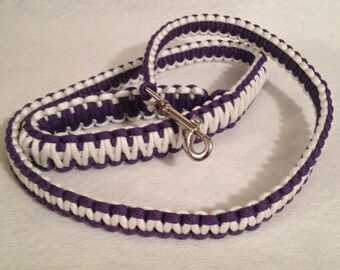 2, 4 or 6-ft Paracord Leash - Purple and White