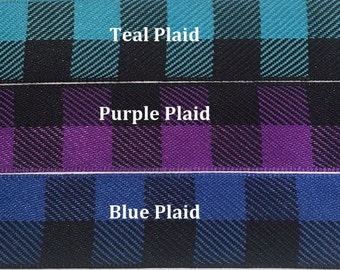 Custom Dog Collar - Design Your Own - 1", 1.5" or 2" Wide Plaid Prints Ribbon