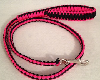 2, 4 or 6-ft Paracord Leash - Pink and Black